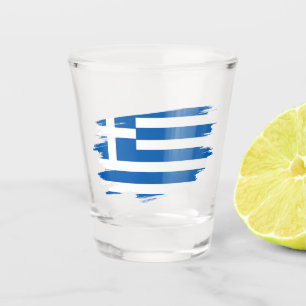 Greece Shot Glass, Patriotic Greek Flag Glass