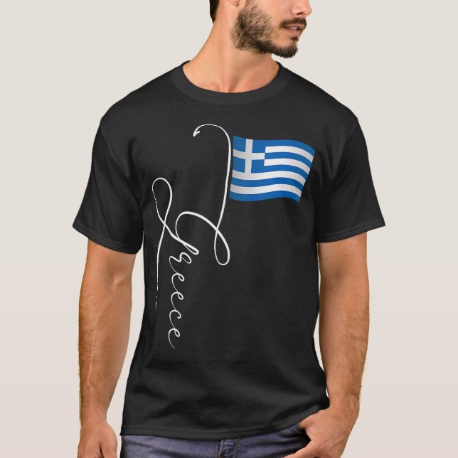 Greece Signature Flag Pole  T-Shirt (Front)
