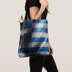 Greece silk flag tote bag