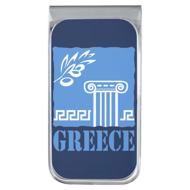 Greece Silver Finish Money Clip (Front Vertical)