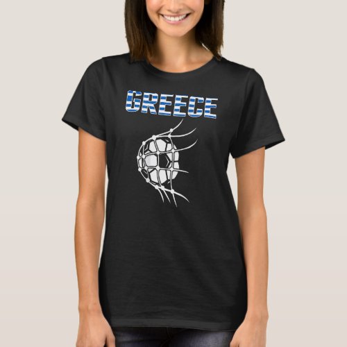Greece Soccer Ball In Net Goal   Support Greek Foo T_Shirt