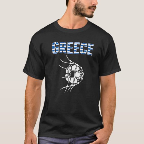 Greece Soccer Ball In Net Goal  Support Greek Foot T_Shirt