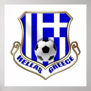 Greece Soccer Shield - Hellas badge Poster