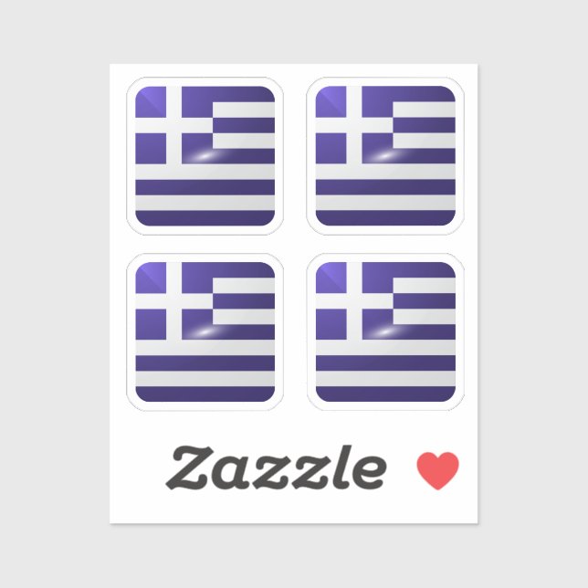 Greece square glossy flag sticker (Sheet)