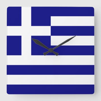 Greece Square Wall Clock by flagart at Zazzle