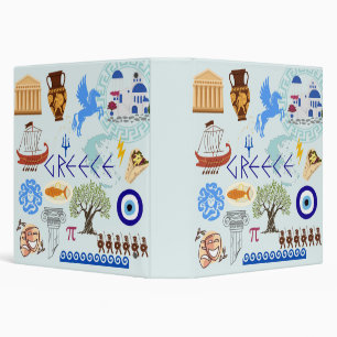Greece Symbols Travel Lovers 3 Ring Binder