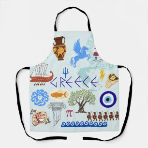 Greece Symbols Travel Lovers Apron