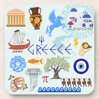 Greece Symbols Travel Lovers Beverage Coaster