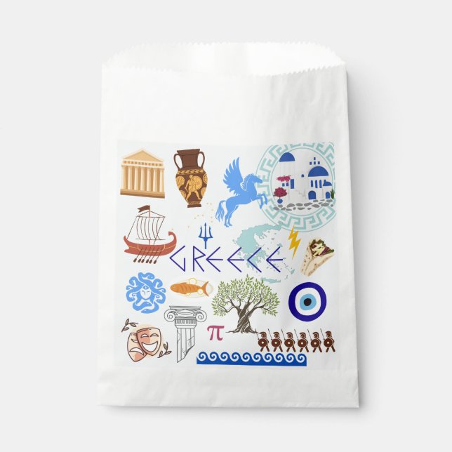 Greece Symbols Travel Lovers Favor Bag (Front)