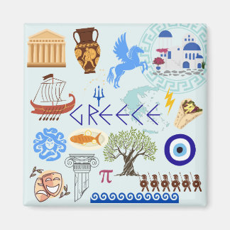 Greece Symbols Travel Lovers Magnet