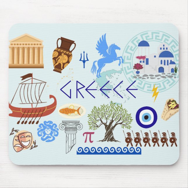 Greece Symbols Travel Lovers Mouse Pad (Front)