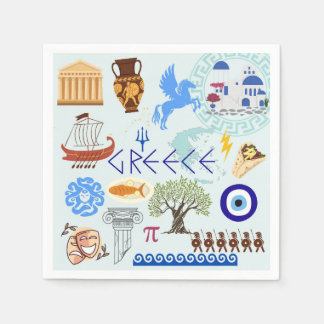 Greece Symbols Travel Lovers Napkins