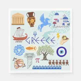 Greece Symbols Travel Lovers Napkins