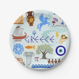Greece Symbols Travel Lovers Paper Plates