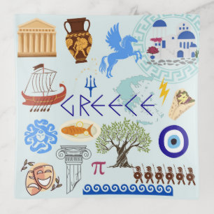 Greece Symbols Travel Lovers Trinket Tray