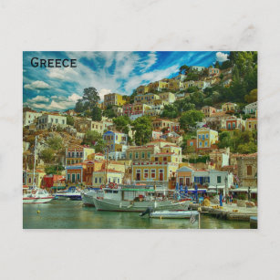Greece Symi Greek Island Travel Photo Postcard