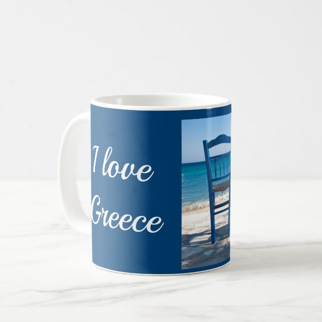 Greece taverna blue and white coffee mug (Front Left)