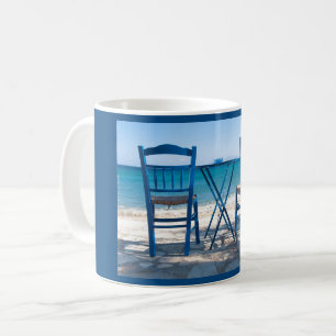 Greece taverna photo blue and white coffee mug