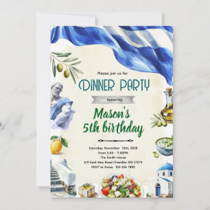 Greece Theme Dinner Party Invitation