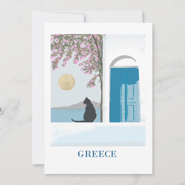 Greece-themed greeting card, holiday card (Front)