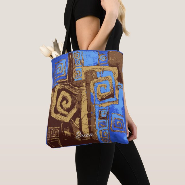 Greece Totem Tribal Abstract Art Personalized Tote Bag (Close Up)