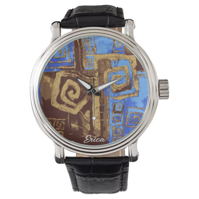 Greece Totem Tribal Abstract Art Personalized Watch (Front)
