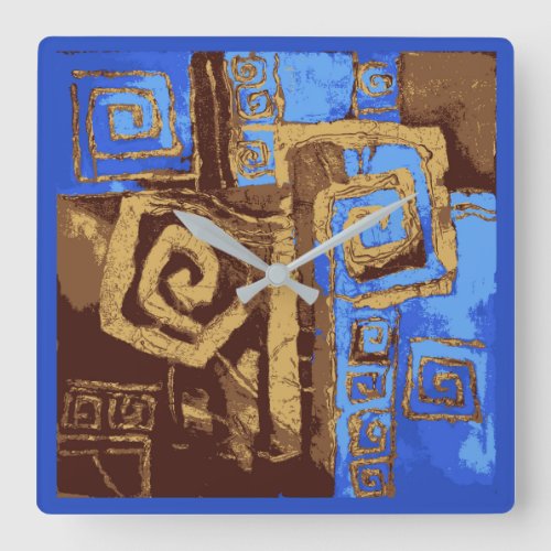 Greece Totem Tribal Abstract Art Square Wall Clock