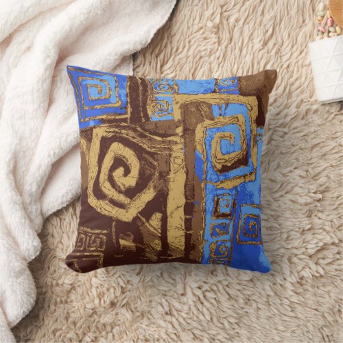 Greece Totem Tribal Abstract Art Throw Pillow