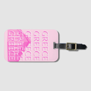 Greece, Travel Art, Pastel Travel Art, Pink Luggage Tag