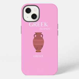Greece, Travel Art, Preppy, Retro Art, Pink iPhone 13 Case