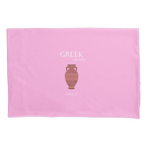 Greece Travel Art Preppy Retro Art Pink Pillow Case