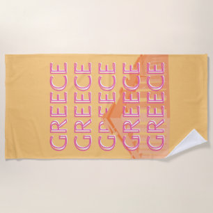 Greece Travel Art, Summer Travel Art, Orange Beach Towel