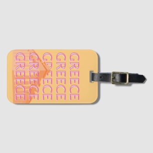 Greece Travel Art, Summer Travel Art, Orange Luggage Tag