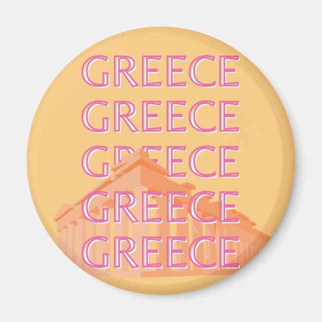 Greece Travel Art, Summer Travel Art, Orange Magnet (Front)