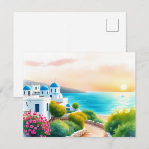 Greece Travel Art Vintage Postcard