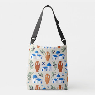 Greece Travel Icons Pattern Crossbody Bag