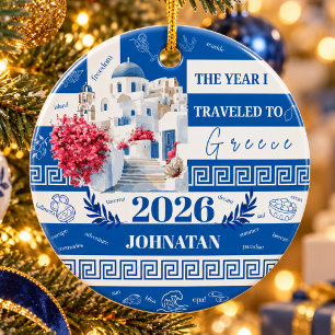 Greece Travel Memory Ceramic Ornament