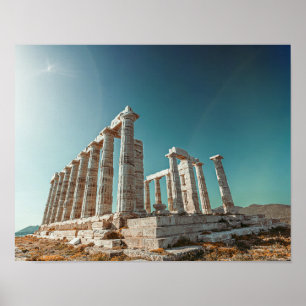 Greece Travel Poster – Cape Sounion Ancient Temple