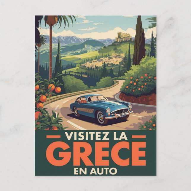Greece TravelClassic Car Postcard (Front)