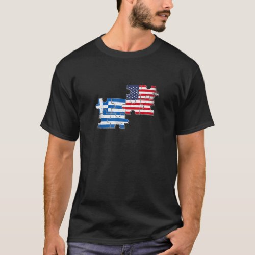Greece USA Love Roots Greek American Flag T_Shirt