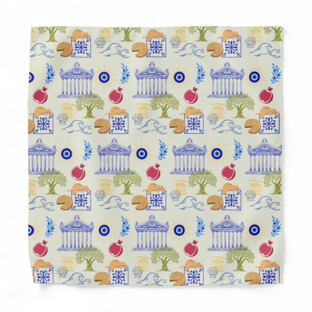  Greece Vacation Minimalism Bandana (Front)