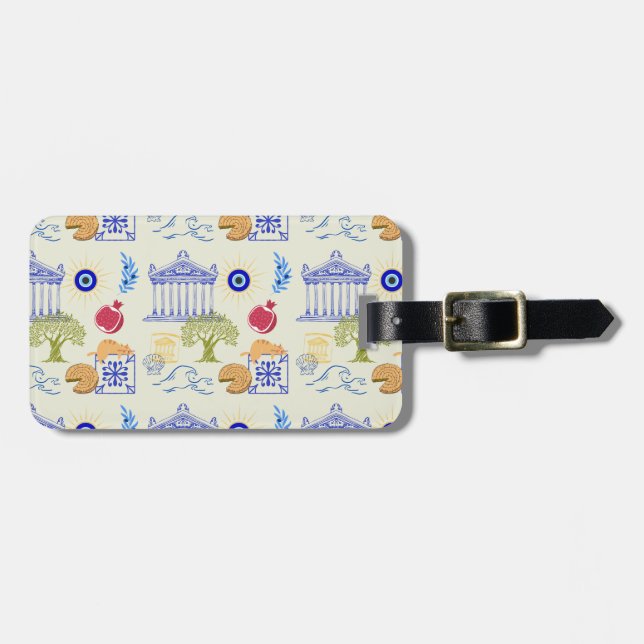 Greece Vacation Minimalism Luggage Tag (Front Horizontal)