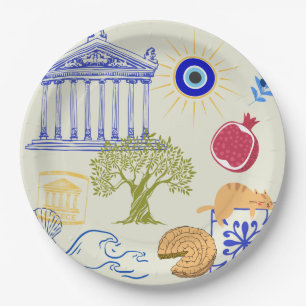 Greece Vacation Minimalism Paper Plates