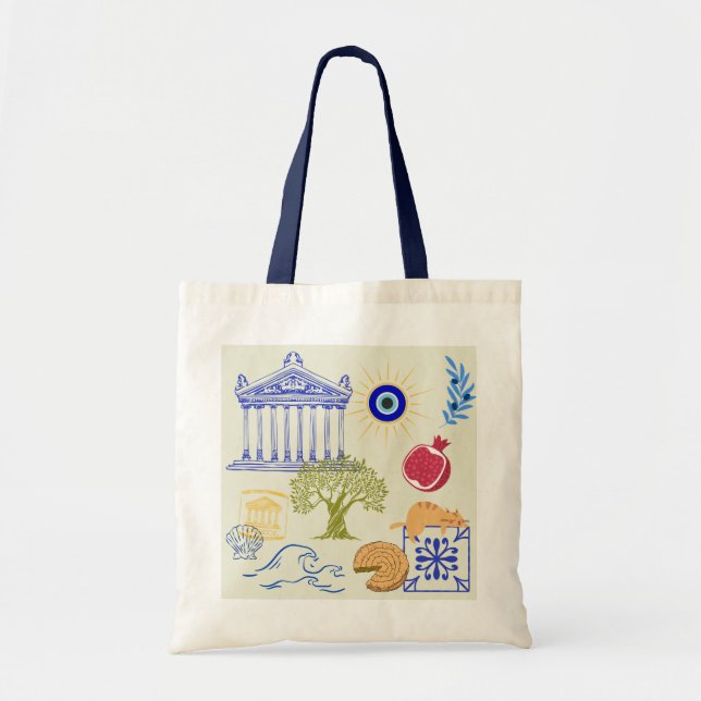 Greece Vacation Minimalism Tote Bag (Front)