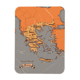 Greece Vintage Counties Map Magnet