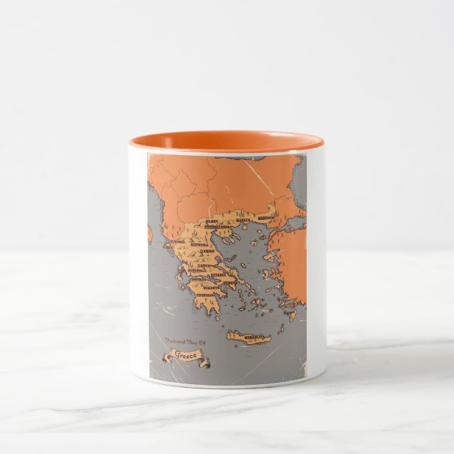 Greece Vintage Counties Map Mug (Center)