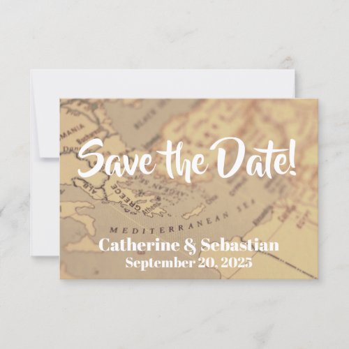 Greece Vintage Map Save The Date