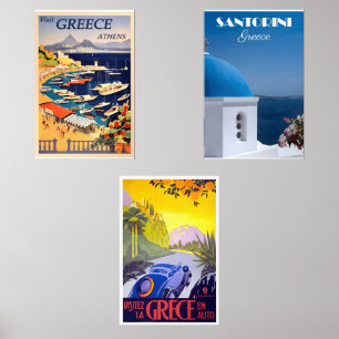 Greece vintage posters wall art sets