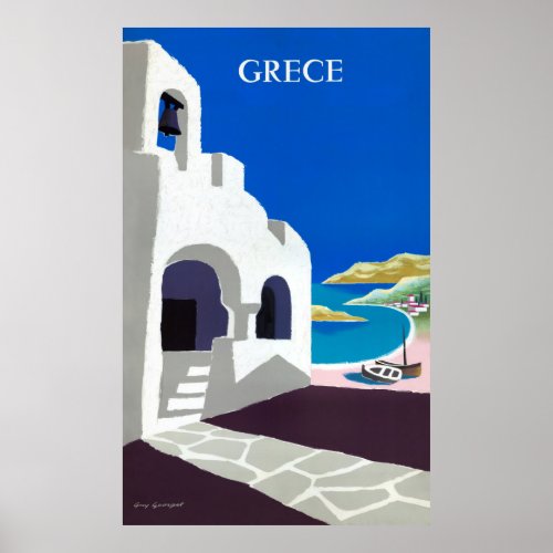 Greece Vintage Travel Poster Restored