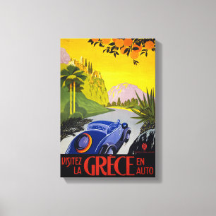 Greece Vintage Travel Poster Restored Canvas Print